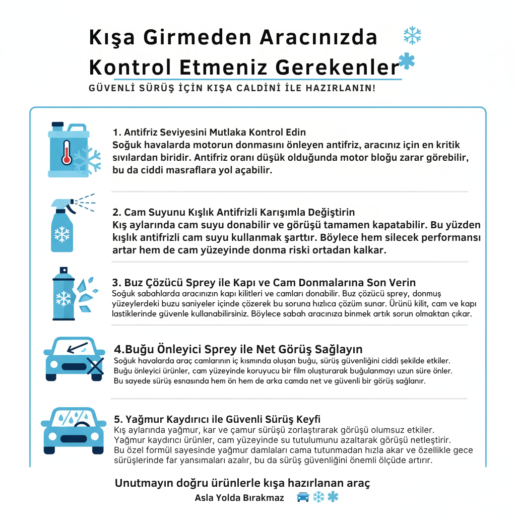 Kışa Girmeden Aracınızda Kontrol Etmeniz Gerekenler