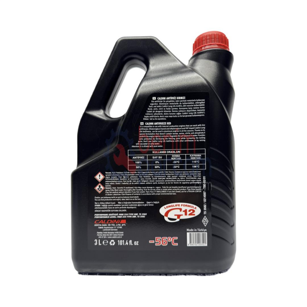 Caldını Antifriz CLN.03521 (3 Litre Kırmızı Konsantre -56 °C Allianz Sigorta Güvencesiyle)
